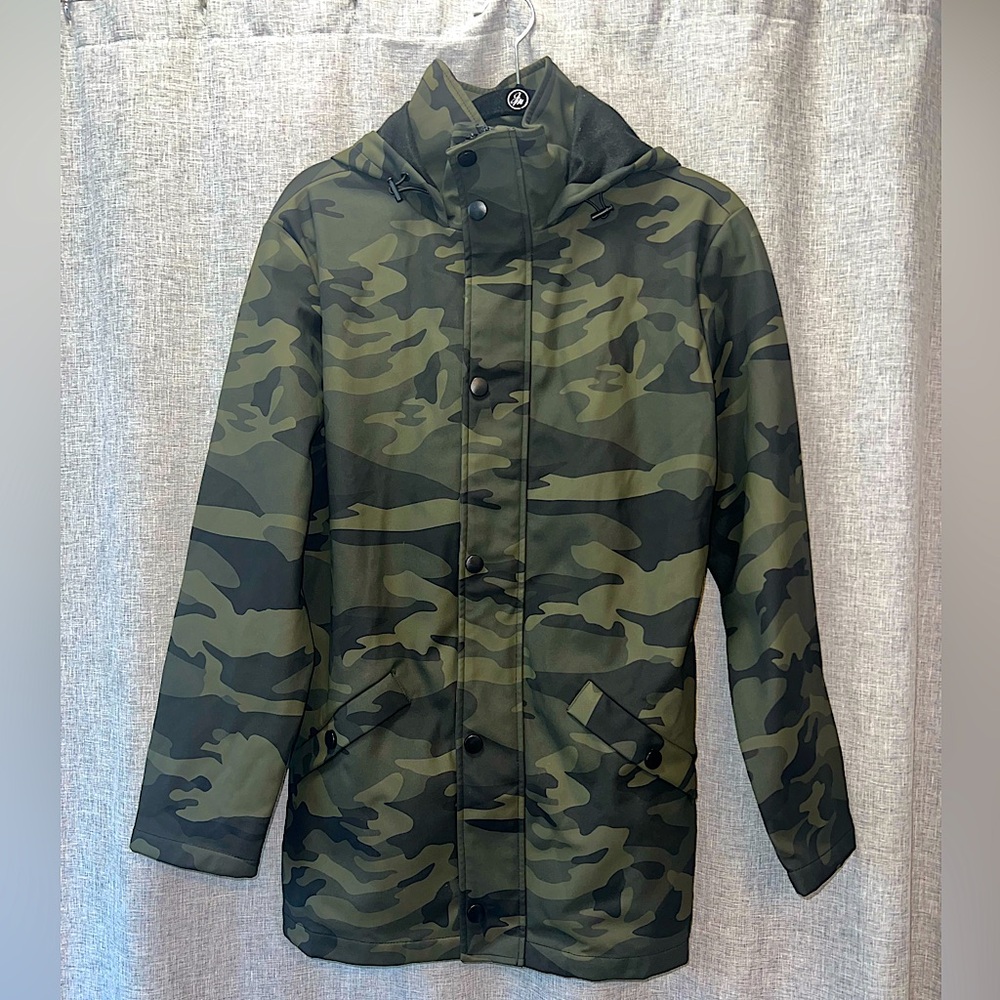 ZARA Camo Hooded Rain Jacket | Size Small | Like New